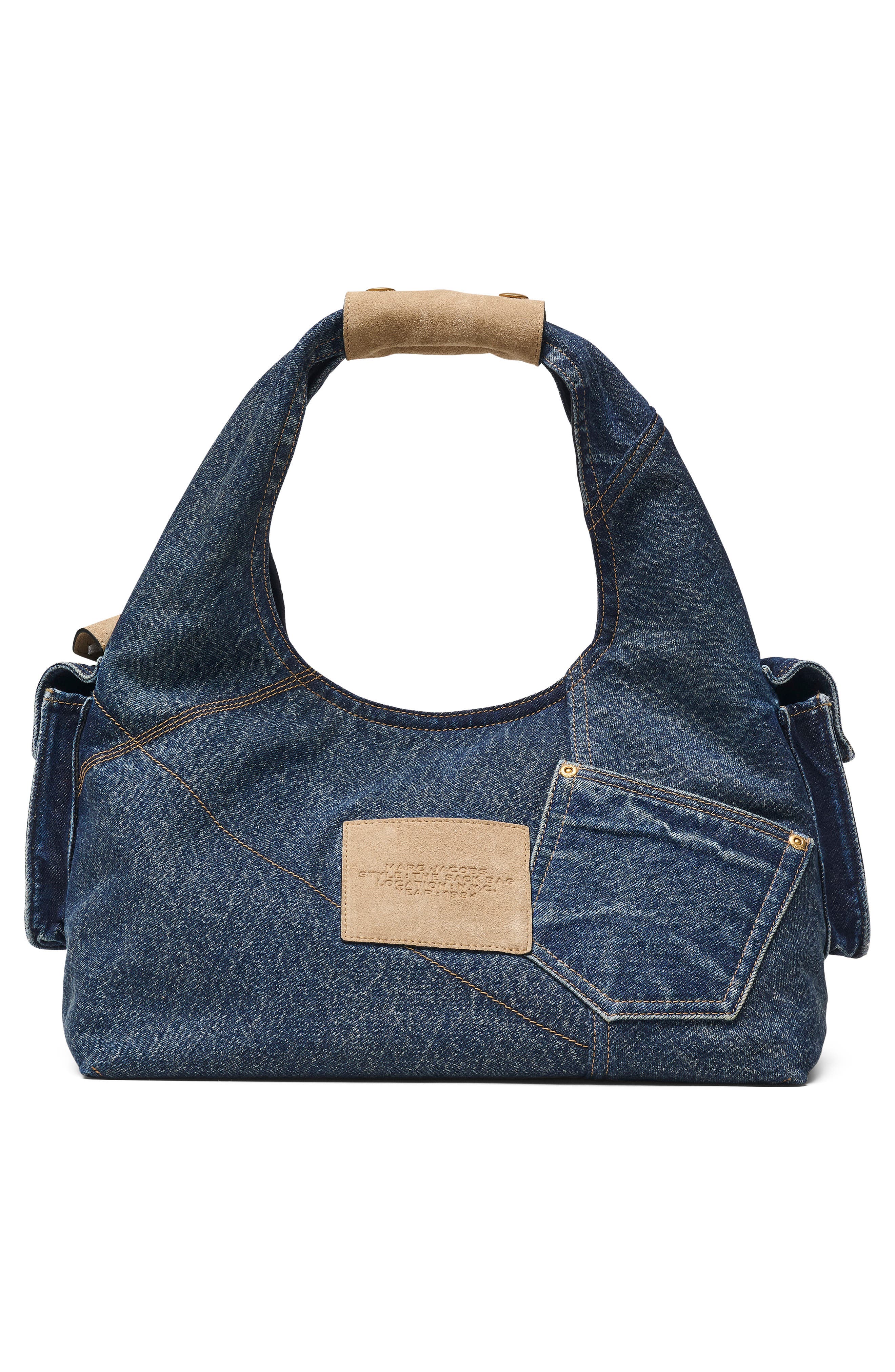 Marc Jacobs The Sack Denim Shoulder Bag, Alternate, color, Dark Wash Indigo