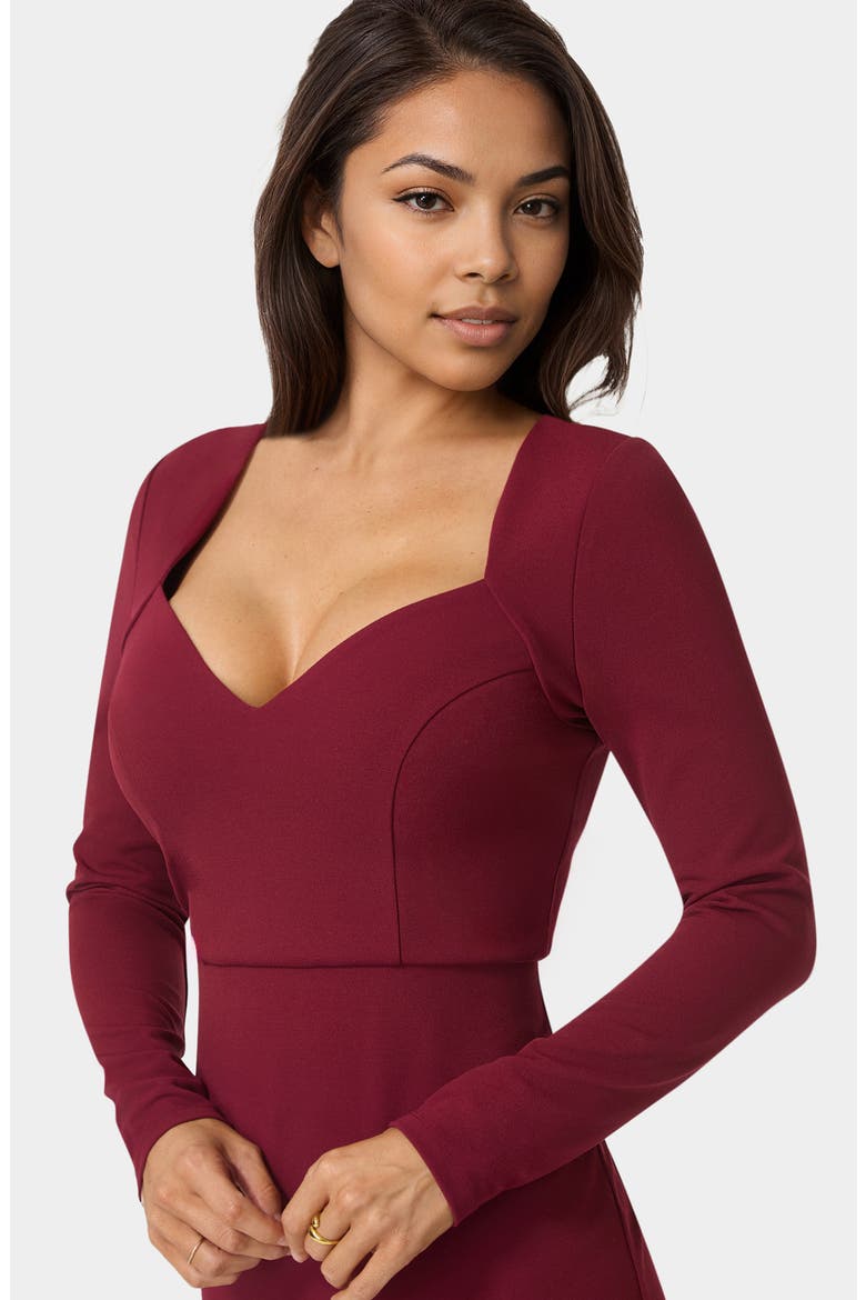Open Back Long Sleeve Maxi Dress, Alternate, color, WINE