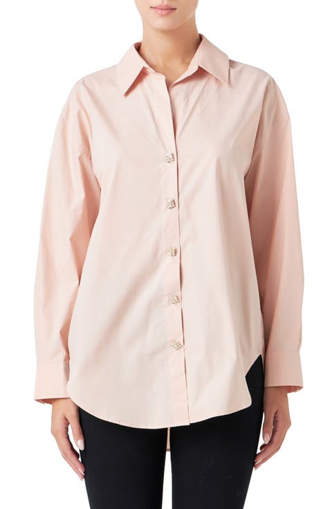 Embellished Oversize Cotton Shirt