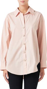 Endless Rose Embellished Oversize Cotton Shirt