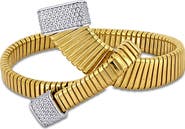 Julianna B. Cubic Zirconia Omega Folded Bangle Two-Tone