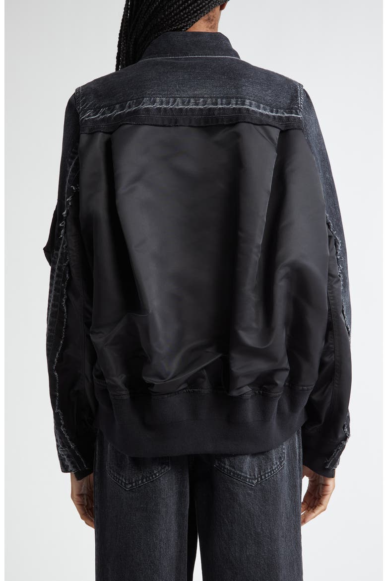 Denim & Nylon Twill Jacket, Alternate, color, BLACK 001