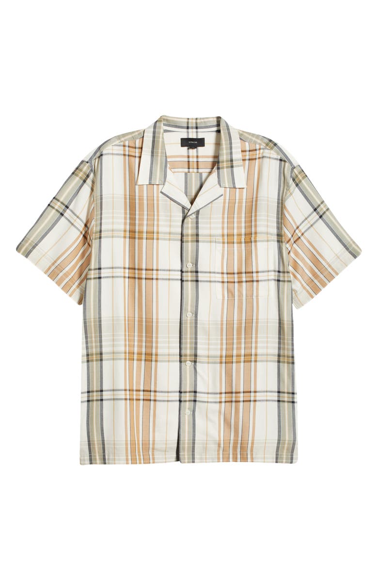 Vince Ibiza Plaid Short Sleeve Button-Up Shirt, Alternate, color, Bone/ Cathay Spice