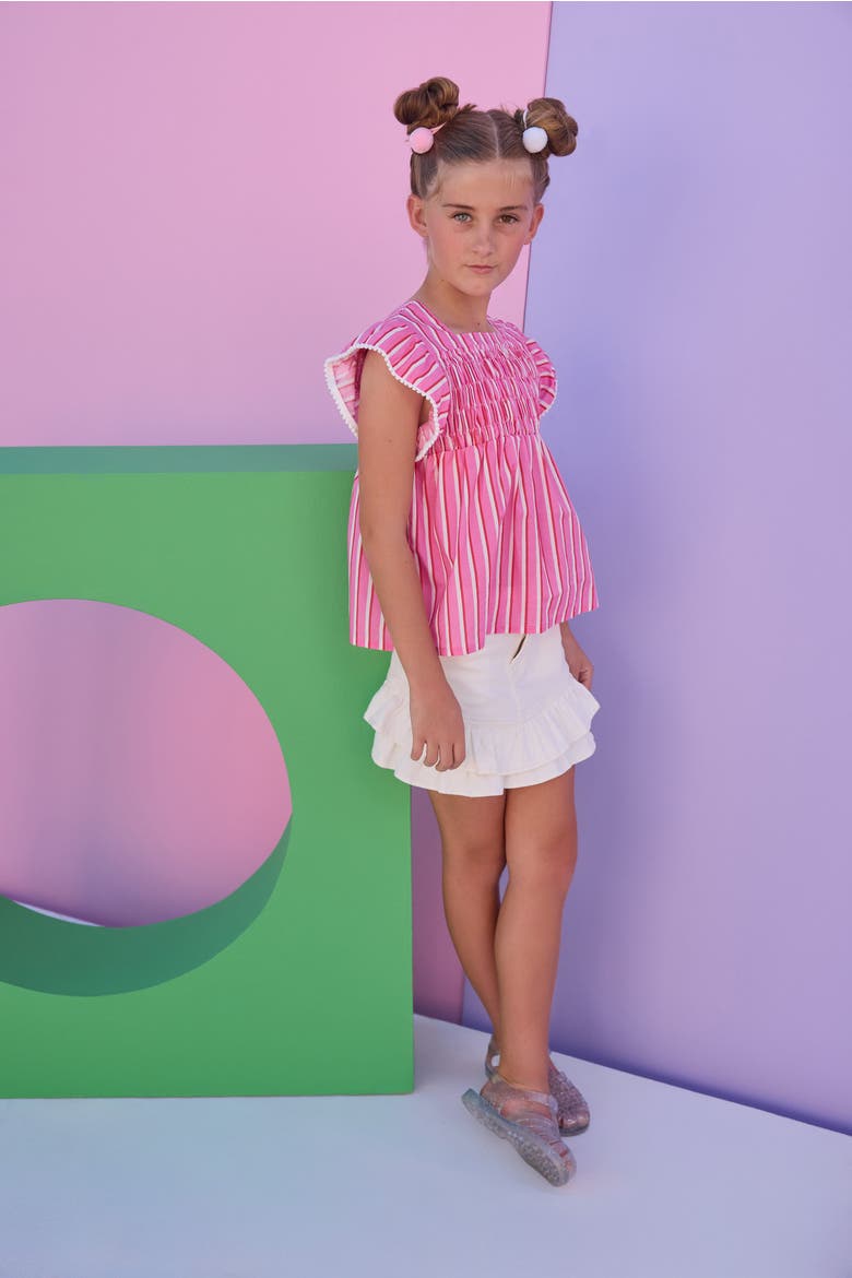 Kids' Chest Smocked Chloe Top, Alternate, color, Saltwater Taffy Stripe