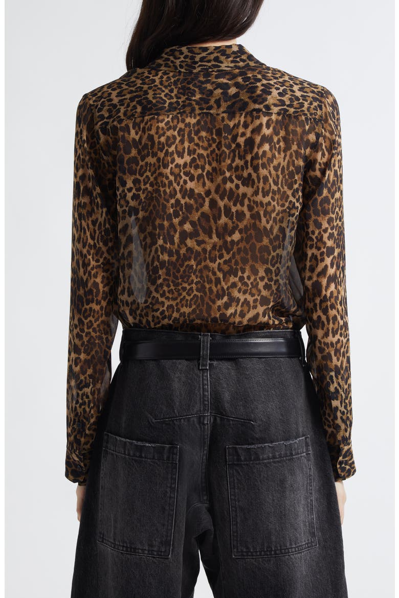 Gaia Slim Fit Silk Shirt, Alternate, color, VINTAGE LEOPARD PRINT