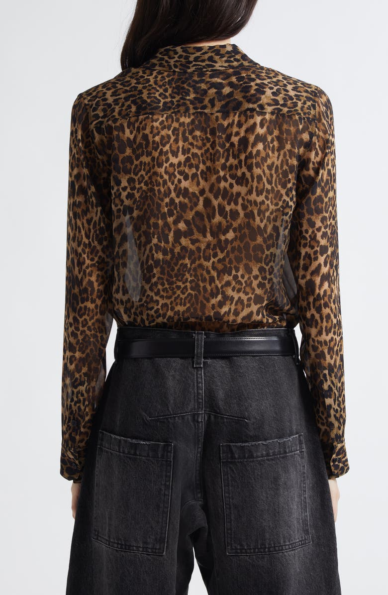 Nili Lotan Gaia Slim Fit Silk Shirt, Alternate, color, Vintage Leopard Print