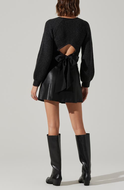 Astr The Label Eila Bow Back Wool Blend Crop Sweater In Gray
