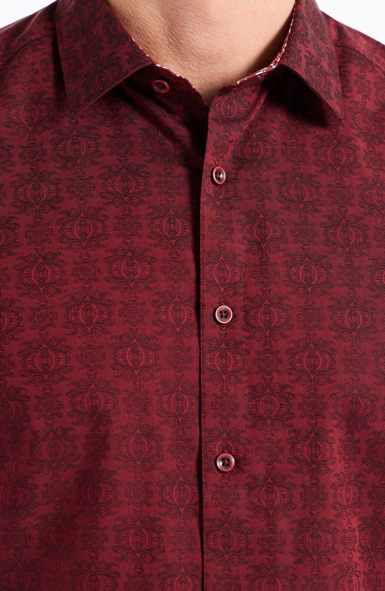 Robert Graham Stellman Long Sleeve Button-Up Shirt, Alternate, color, Burgundy