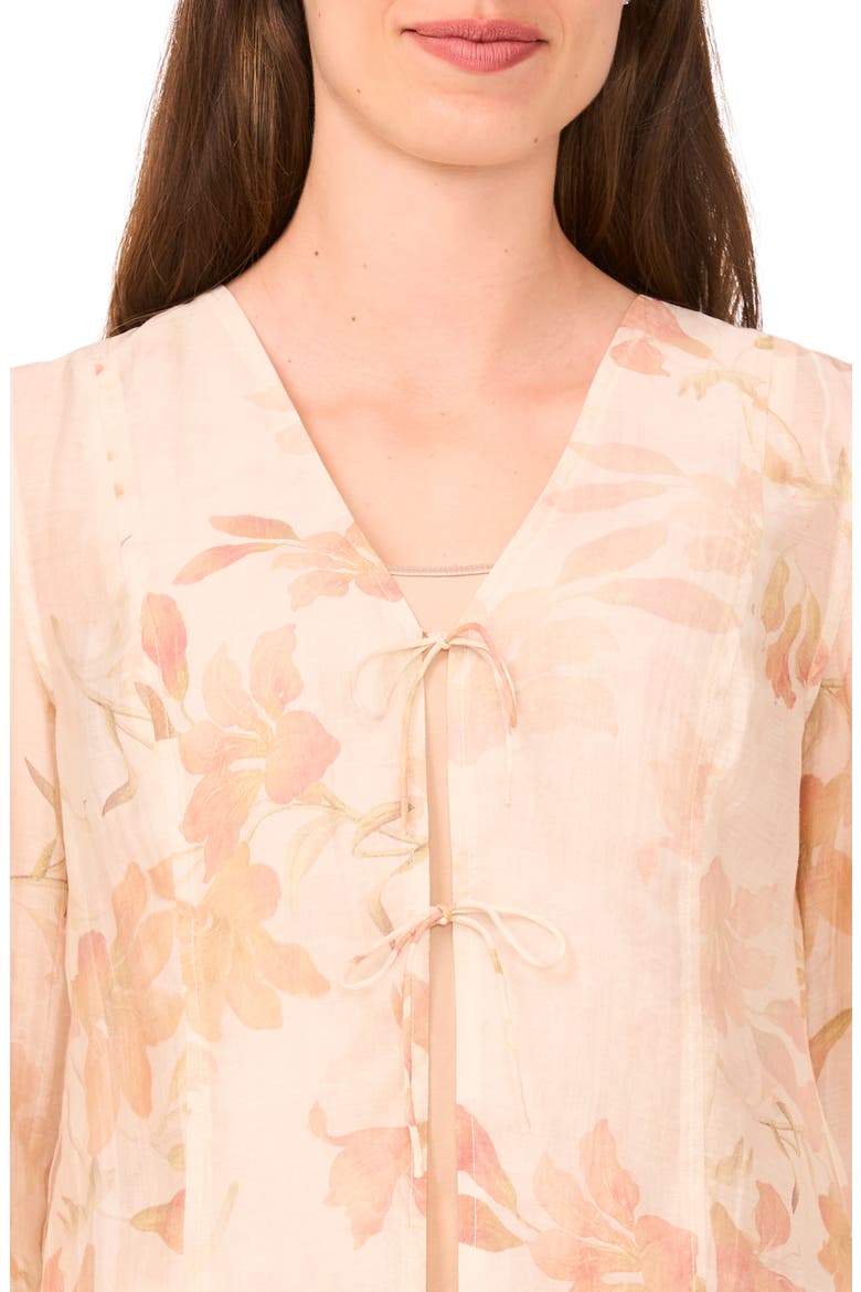 Floral Tie Front Shirt, Alternate, color, SILVER PINK