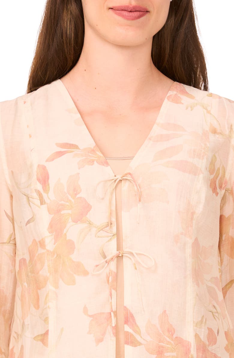 Halogen<sup>®</sup> Floral Tie Front Shirt, Alternate, color, Silver Pink