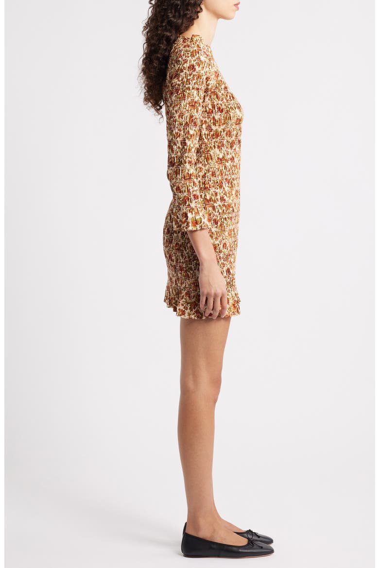 Cecillia Floral Smocked Organic Cotton Minidress, Alternate, color, IVORY REVE DES JARDINS