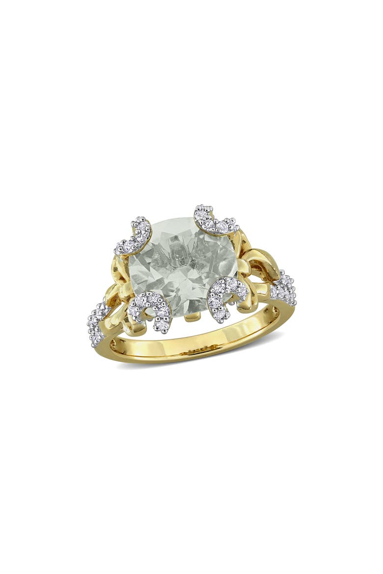 Green Quartz & White Topaz Ring, Main, color, GREEN