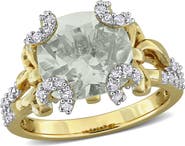 DELMAR Green Quartz & White Topaz Ring