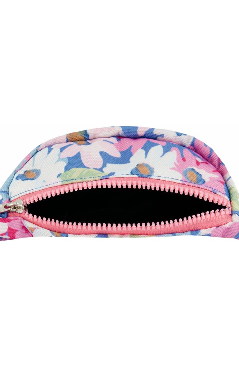 Deux par Deux Girl's Printed Fanny Pack White, Pink, And Green Flowers, Alternate, color,
