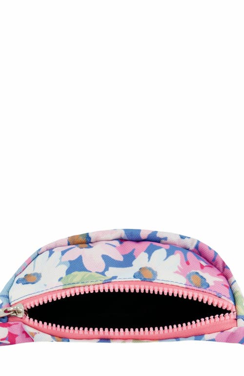Deux Par Deux Girl's Printed Fanny Pack White, Pink, And Green Flowers In Multi
