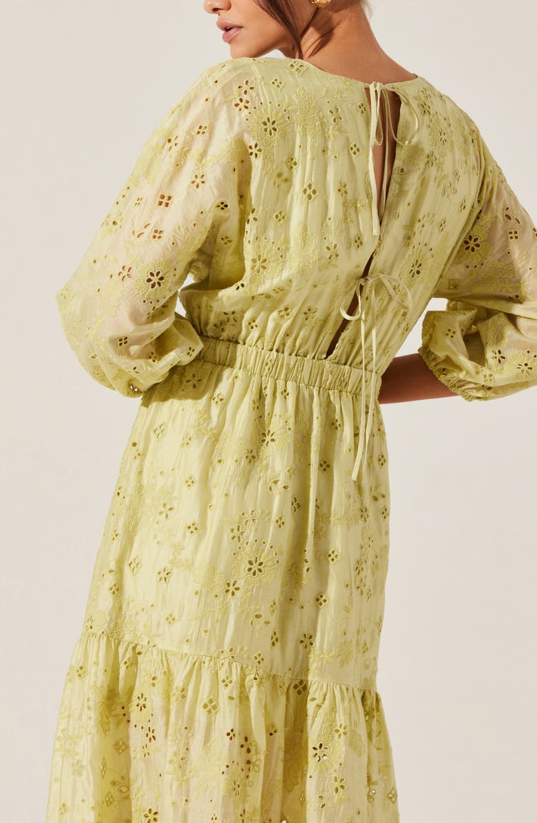 ASTR the Label Jesalyn Cutout Detail Eyelet Dress, Alternate, color, Matcha
