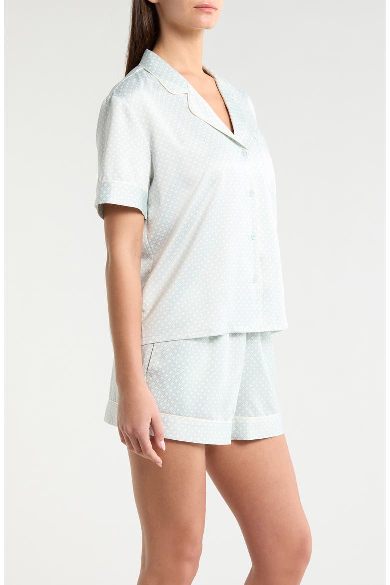 Satin Short Pajamas, Alternate, color, TEAL STEAM ALHAMBRA GEO