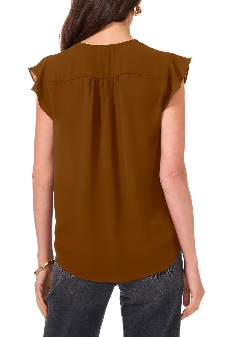 Flutter Sleeve V-Neck Blouse, Alternate, color, HAZEL