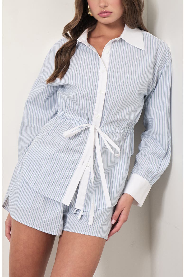 Noa Stripe Cotton Shorts, Alternate, color, BLUE GREEN STRIPE