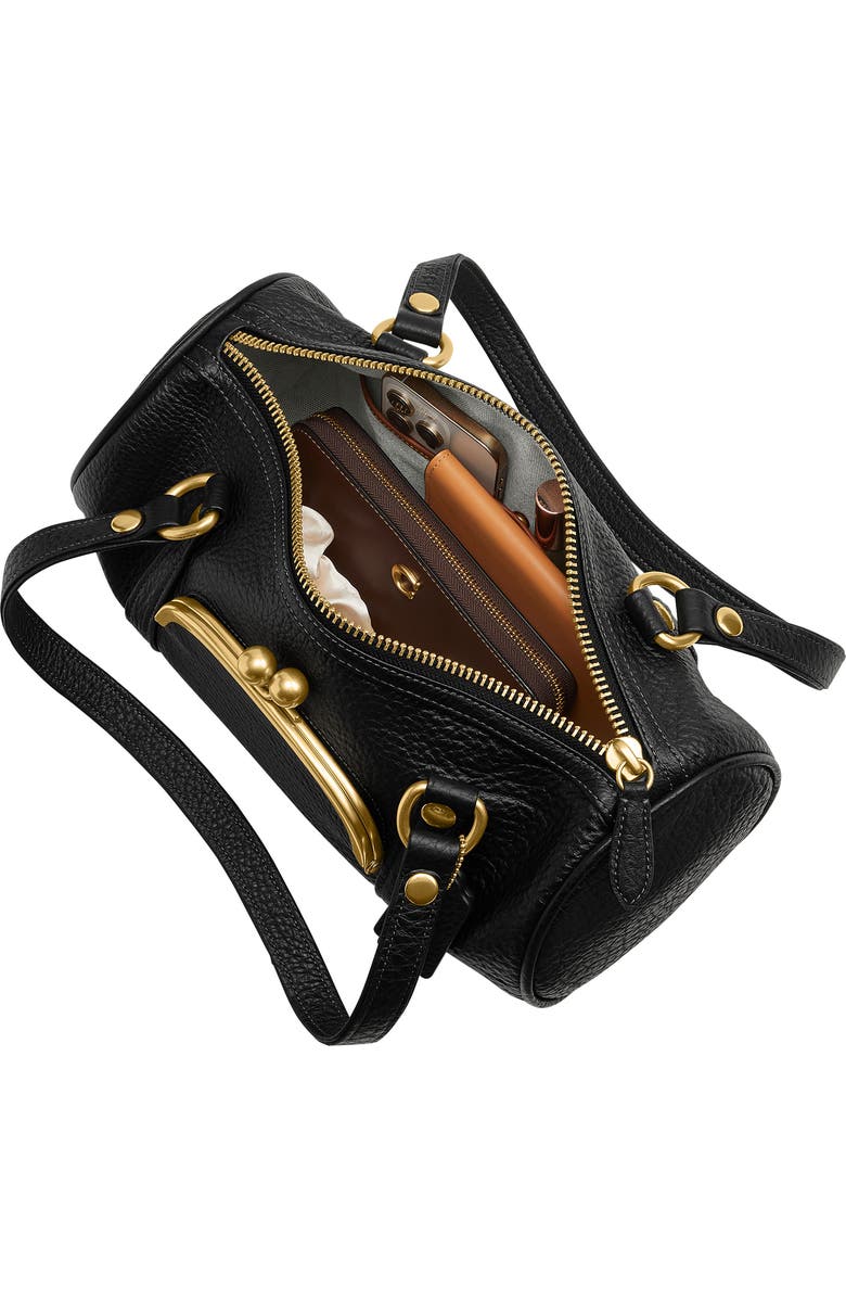 COACH Kisslock Leather Barrel Bag, Alternate, color,
