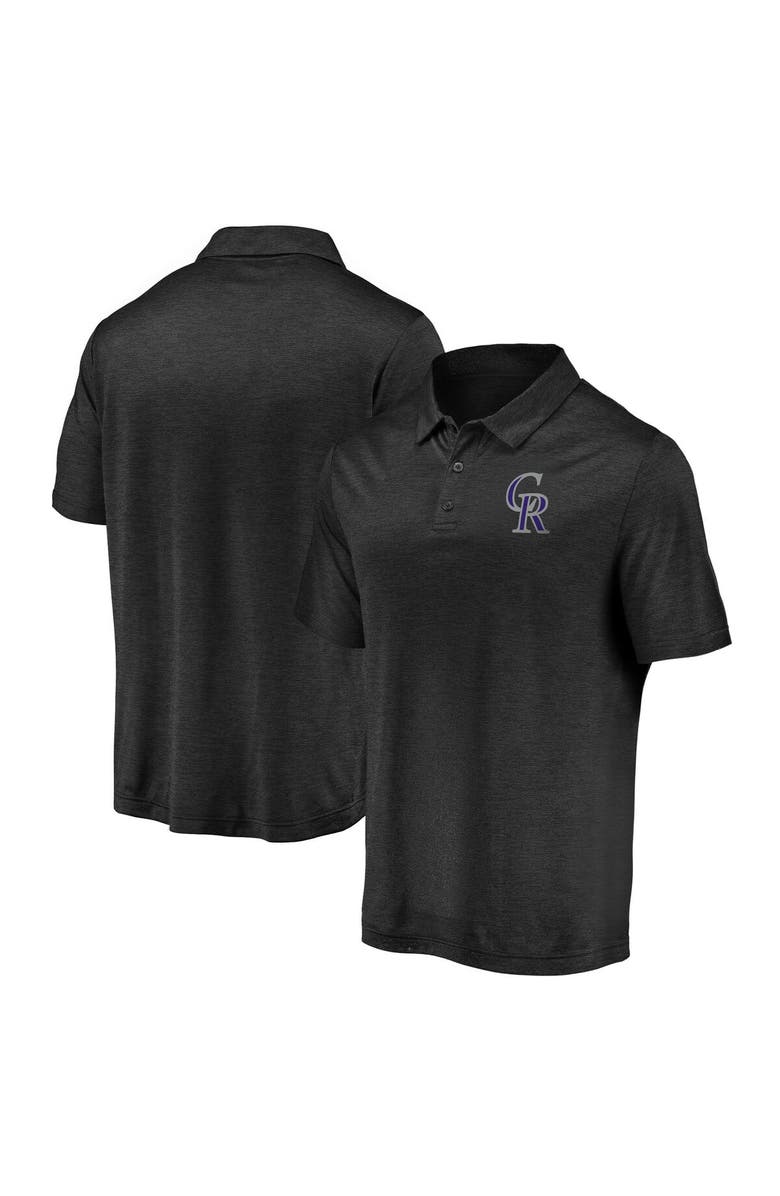 FANATICS Men's Fanatics Branded Black Colorado Rockies Iconic Striated Primary Logo Lightweight Polo, Main, color, 