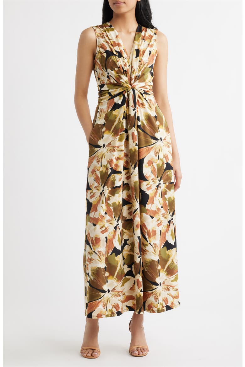 Twist Front Sleeveless Maxi Dress, Main, color, ANNE BLACK MUTLI