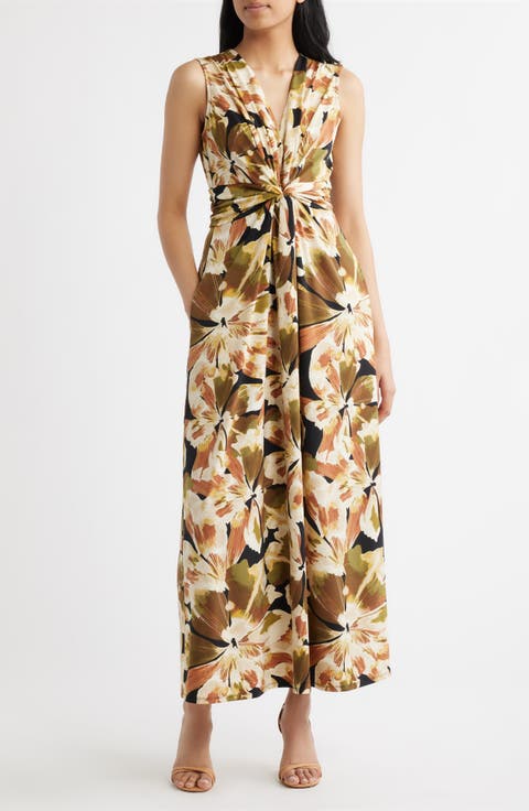 Twist Front Sleeveless Maxi Dress (Petite)