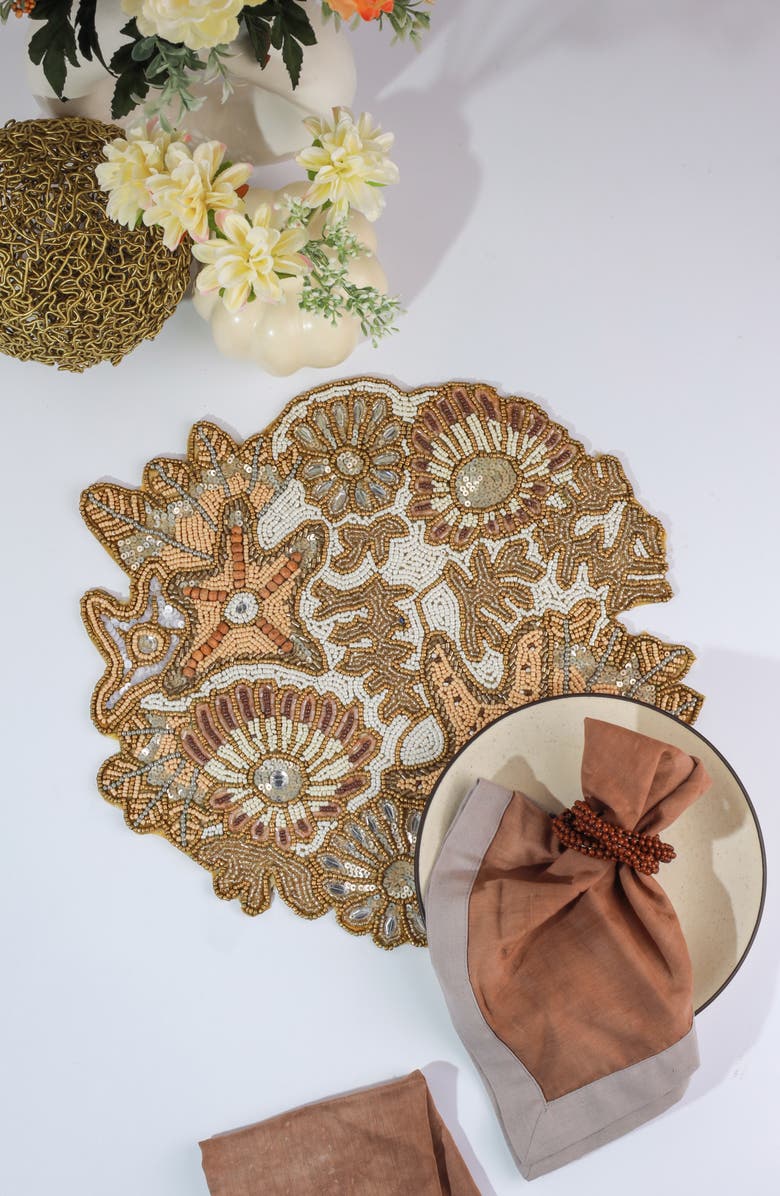 Tiramisu The Coral Reef Beaded Charger, Alternate, color, Gold