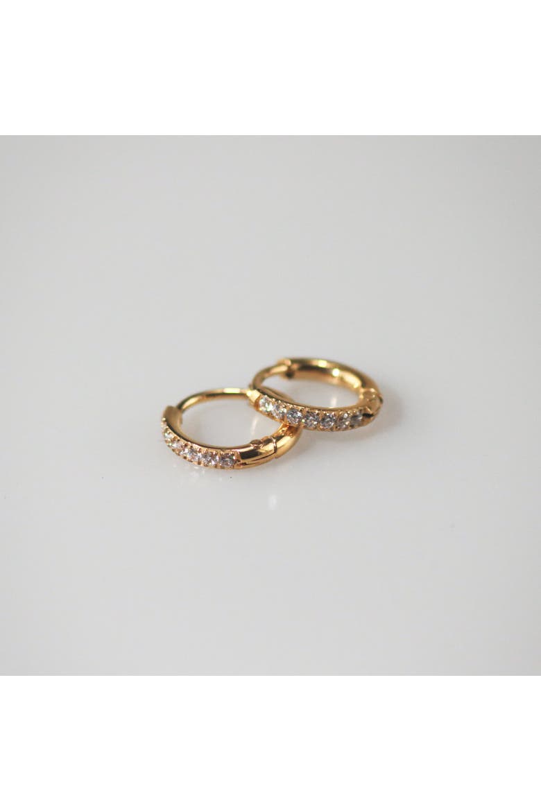 Mini Pave Huggie Hoops, Main, color, Gold