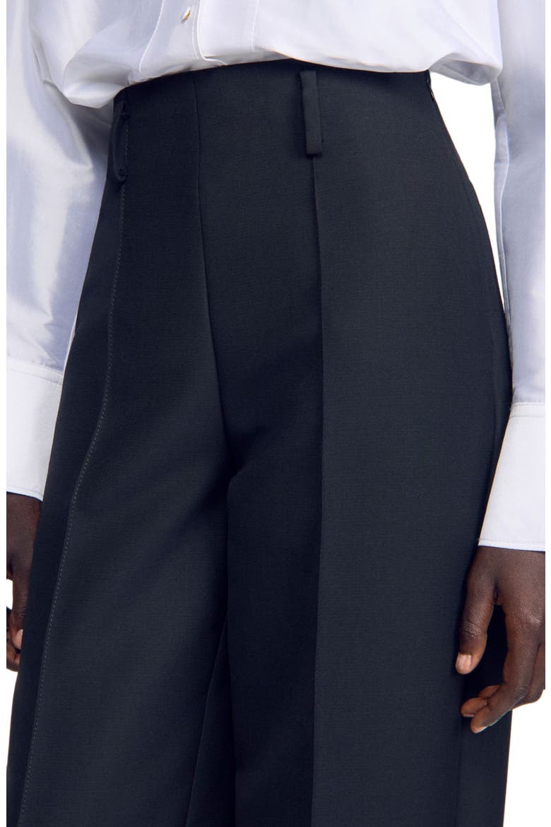Barrel-leg Tweed Trousers, Alternate, color, Black