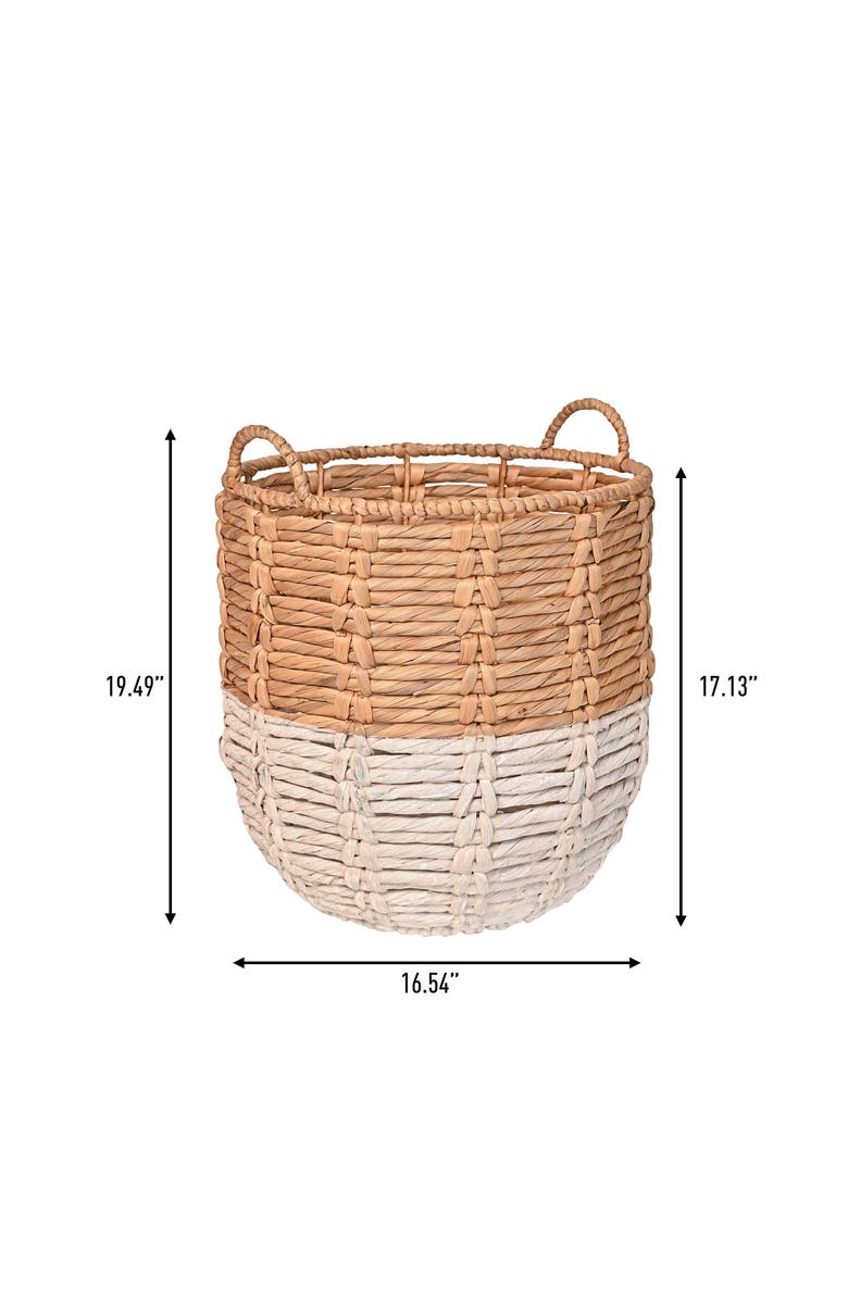 HAPPIMESS Laurel 19.49" Bohemian Handwoven Abaca Hamper Basket with Handles, Alternate, color, Natural/White
