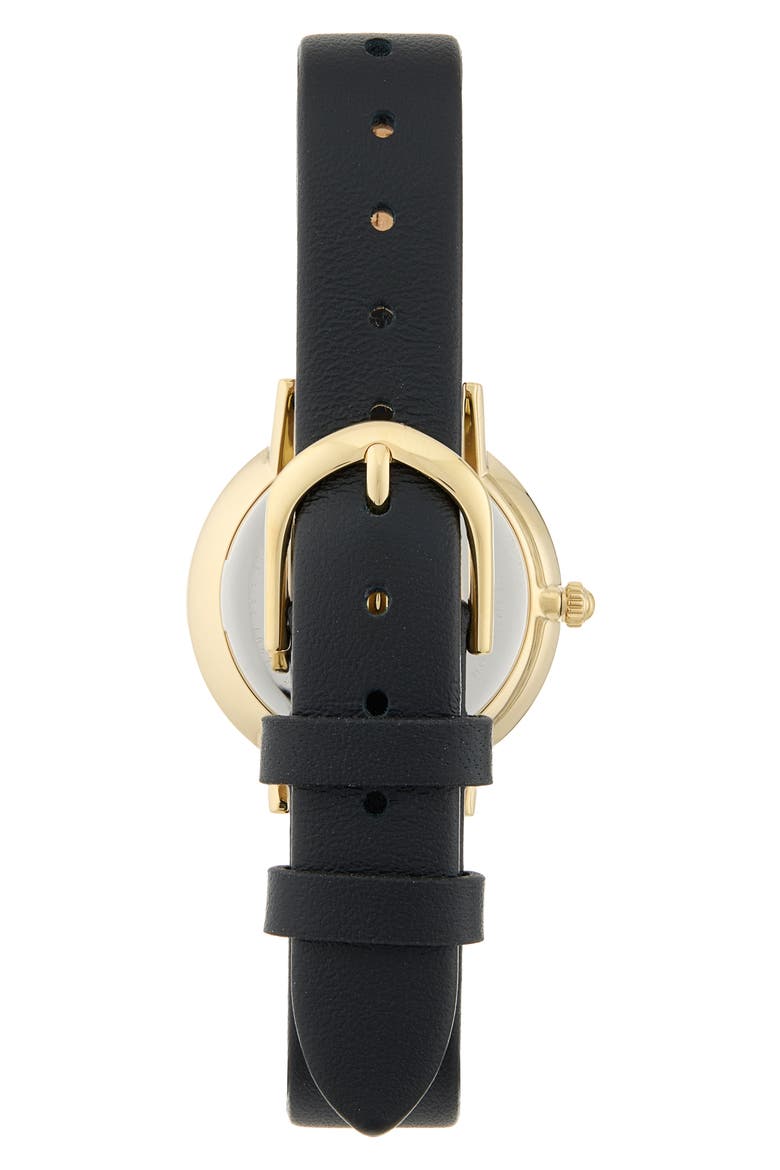 Minima Bee Leather Strap Watch, 28mm & Charm Bracelet Set, Alternate, color, SILVER WHITE