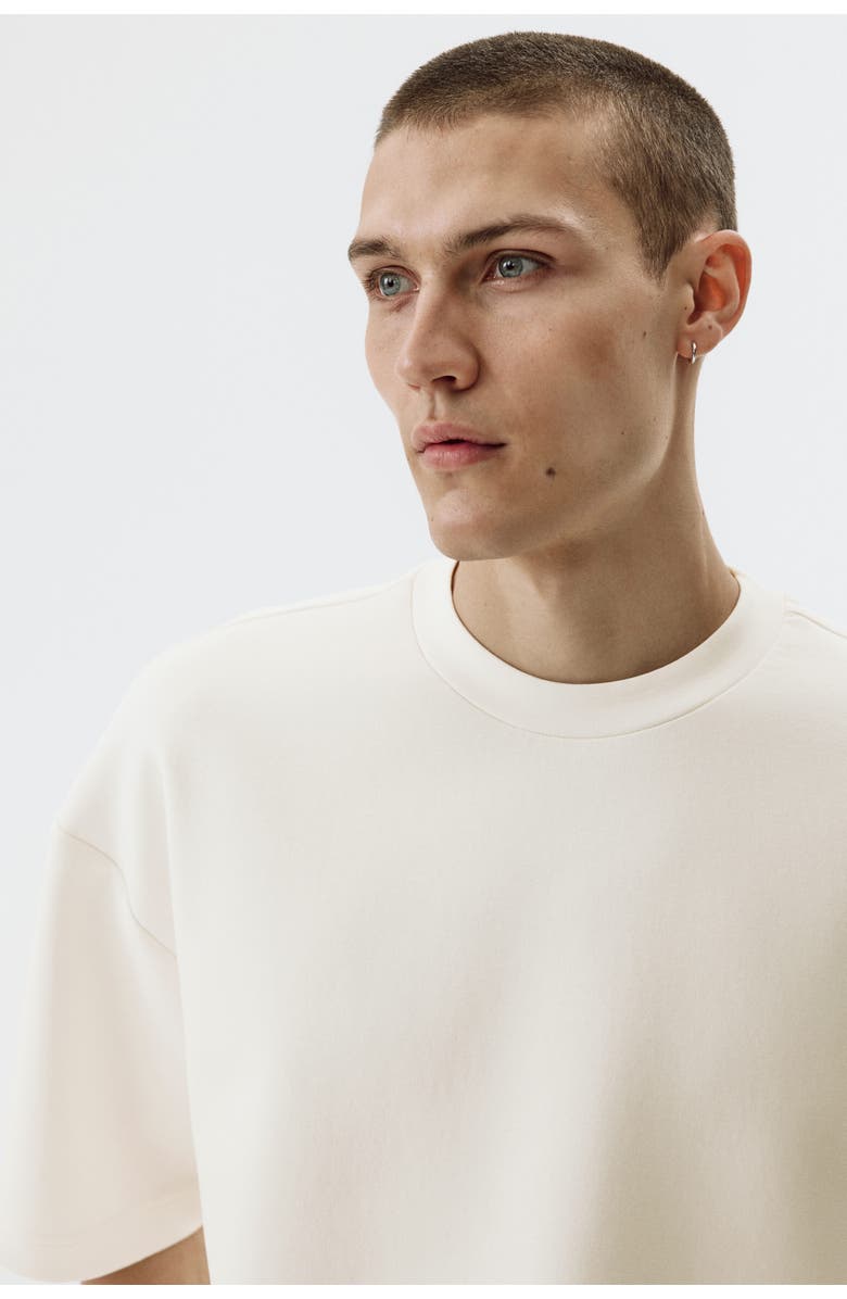 H&M Oversized Fit Scuba Knit T-shirt, Alternate, color, Cream