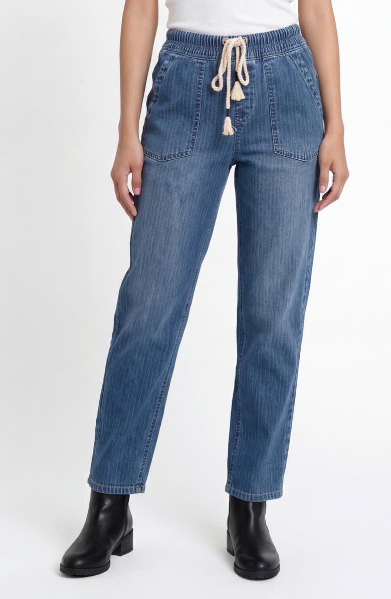 Sanctuary Denim Stella High Rise Soft Barrel Leg Jeans, Main, color, Railroad Stripe