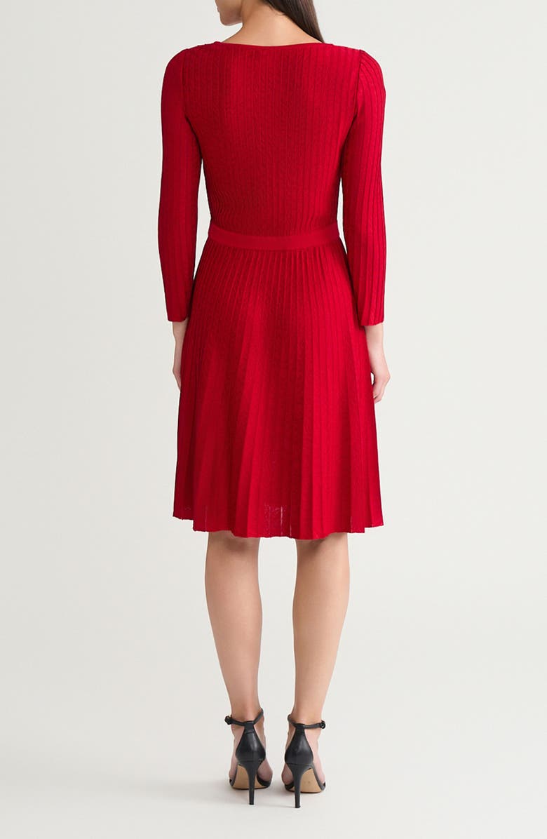 Ming Wang x Tanya Foster Long Sleeve Fit & Flare Stretch Knit Dress, Alternate, color, Holiday