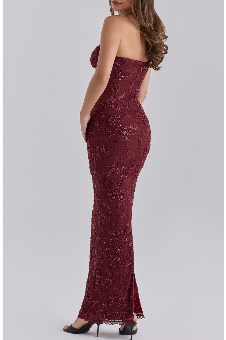 Lucelle Embellished Lace Maxi Dress with Removable Bolero, Alternate, color, CABERNET