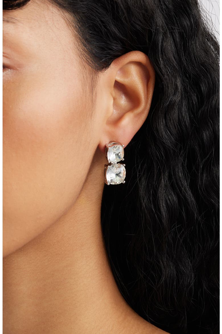 Crystal Drop Earrings, Alternate, color, SILVER