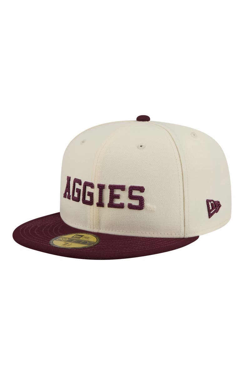 New Era Men's New Era  Cream/Maroon Texas A&M Aggies Two-Tone Script 59FIFTY Fitted Hat, Main, color, Cream