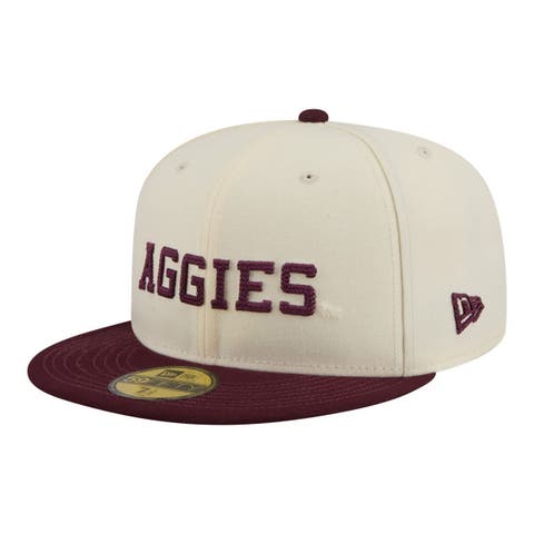 Men's New Era  Cream/Maroon Texas A&M Aggies Two-Tone Script 59FIFTY Fitted Hat