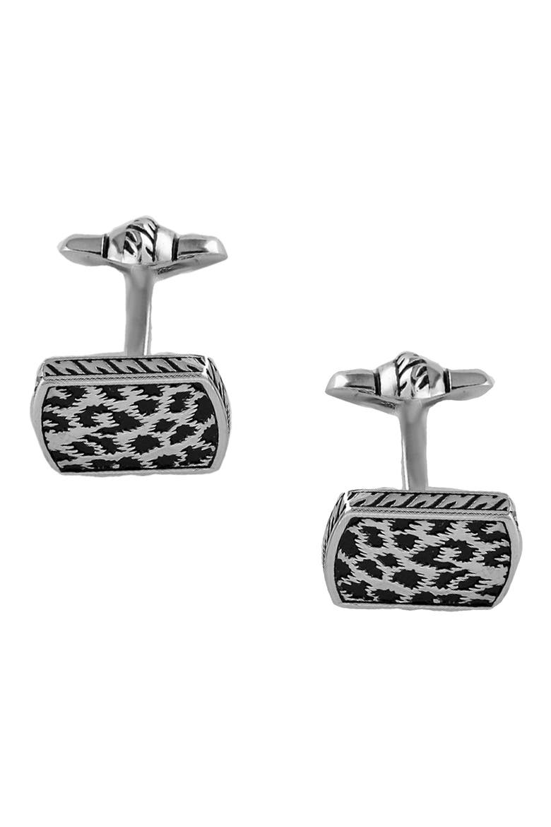 Sterling Silver Cuff Links, Alternate, color, SILVER/ BLACK