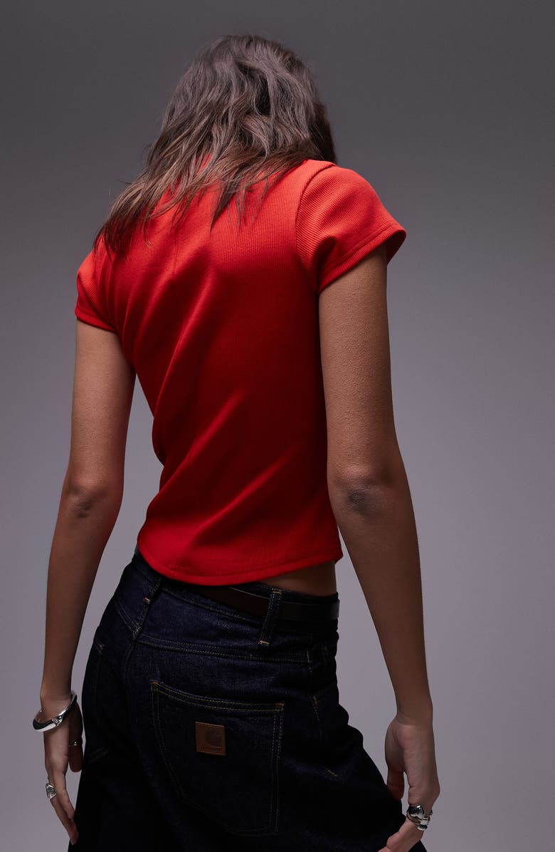 Topshop Curved Hem Fitted Stretch Cotton T-Shirt, Alternate, color, 