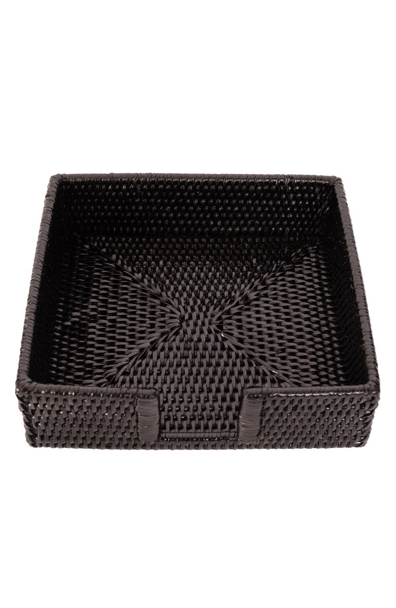 Artifacts Trading Company<sup>™</sup> Artifacts Rattan Luncheon Napkin Holder with Cutout, Alternate, color, Tudor Black