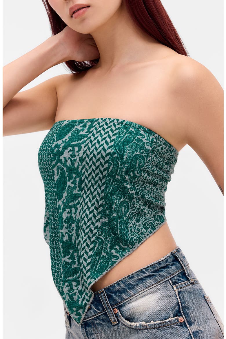 Bandana Bandeau Crop Top, Alternate, color, GREEN