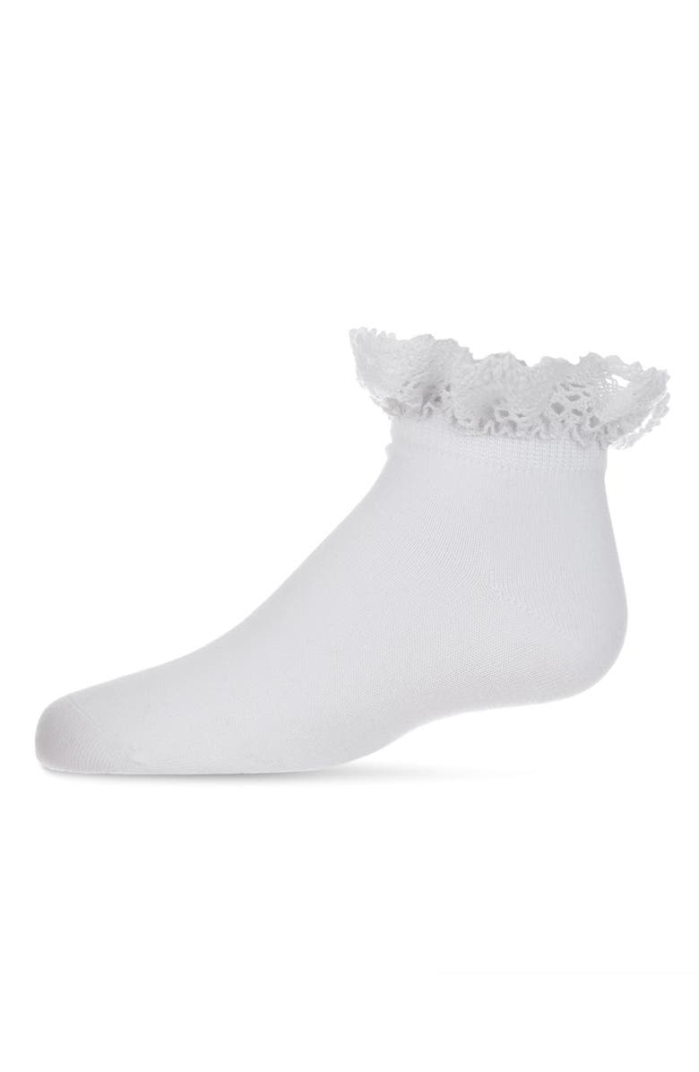 MeMoi Lace Top Mercerized Ankle Sock, Main, color, White