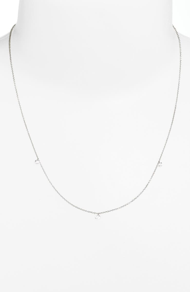 Bony Levy 'Floating Diamond' 3-Diamond Necklace, Alternate, color, White Gold