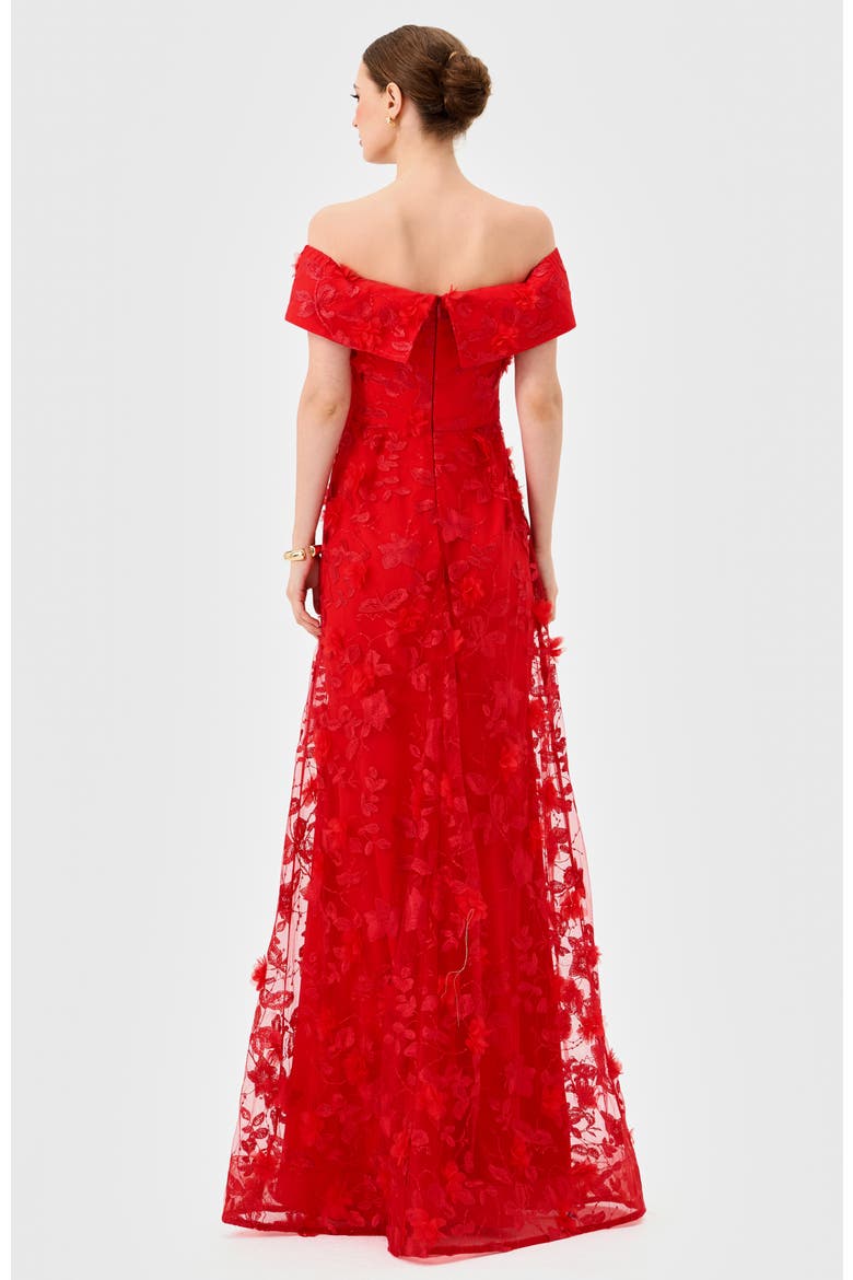 Edie Off Shoulder Gown, Alternate, color, RED