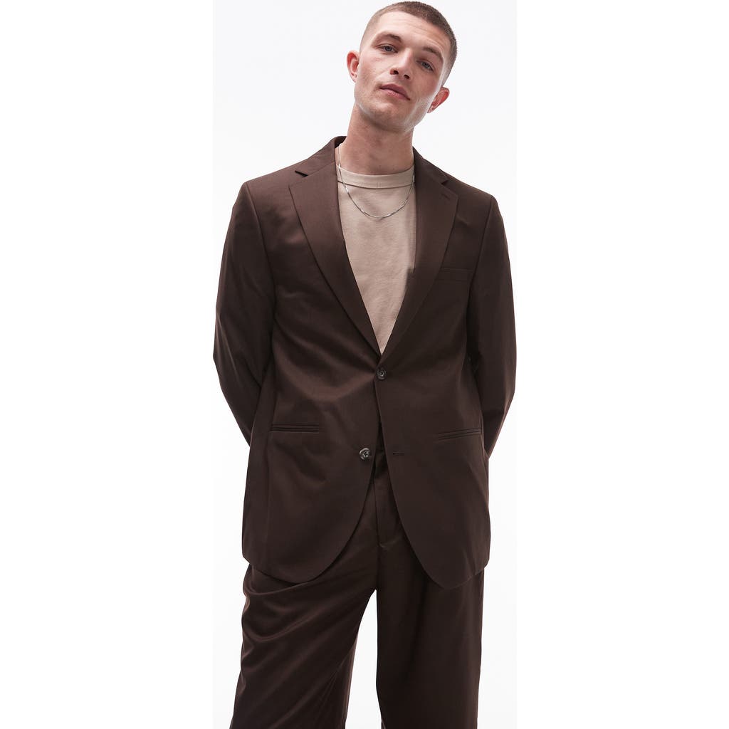 Topman Relaxed Fit Sport Coat In Brown