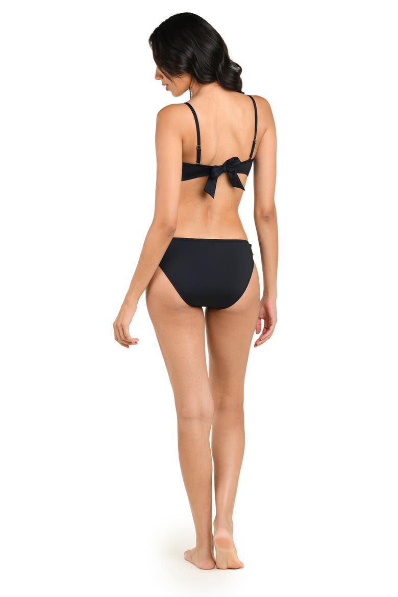 Island Ruffle Bandeau Bikini Top, Alternate, color, BLACK