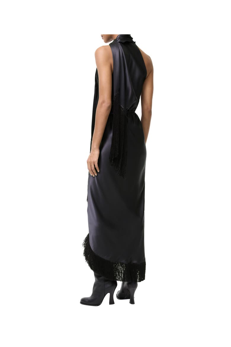 Fringed Silk Scarf Dress, Alternate, color, Iris purple