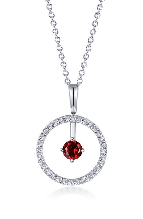 Simulated Diamond Lab-Created Birthstone Reversible Pendant Necklace